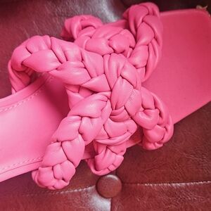 Circus by Sam Edelman Braided Cross-Strap Slide Sandals - Hot Pink